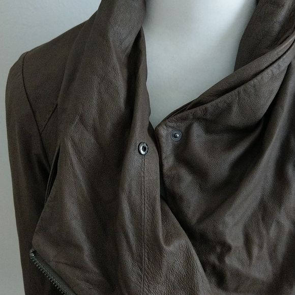 Vince brown leather moto jacket - Picture 5 of 14